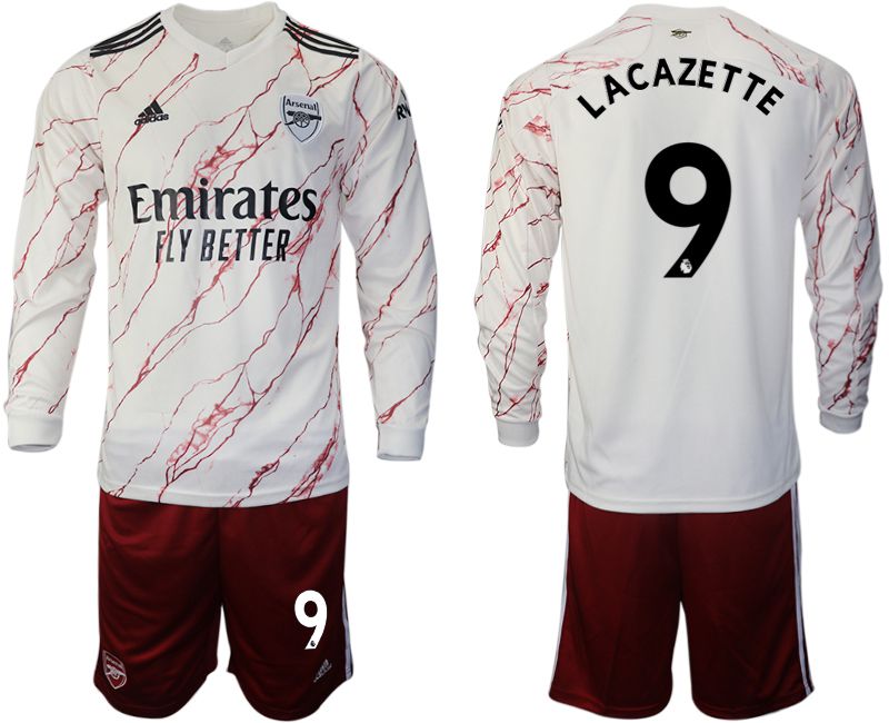 Men 2020-2021 club Arsenal away long sleeve #9 white Soccer Jerseys->customized soccer jersey->Custom Jersey